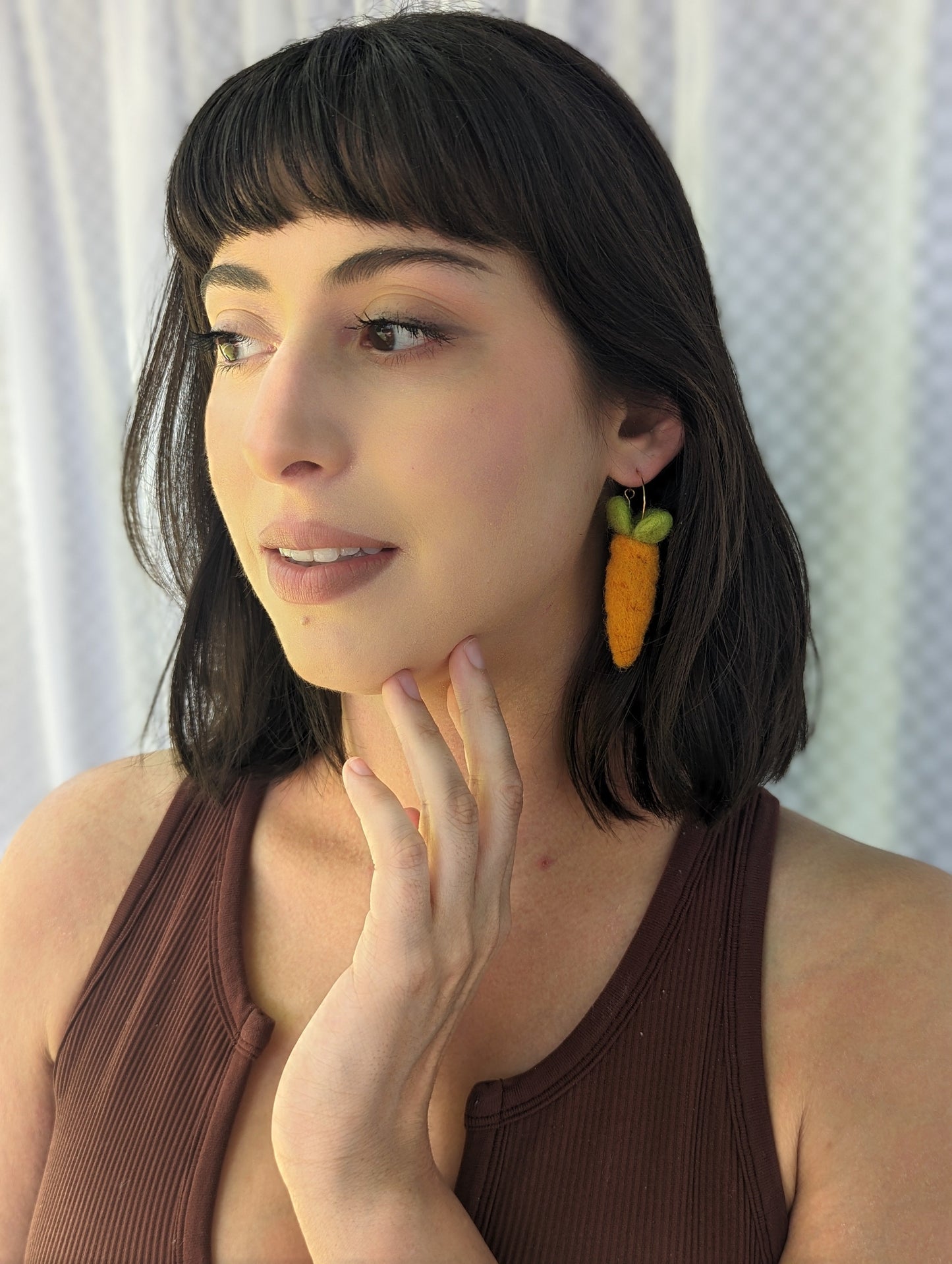 Spring pink Carrot Hoop Earrings