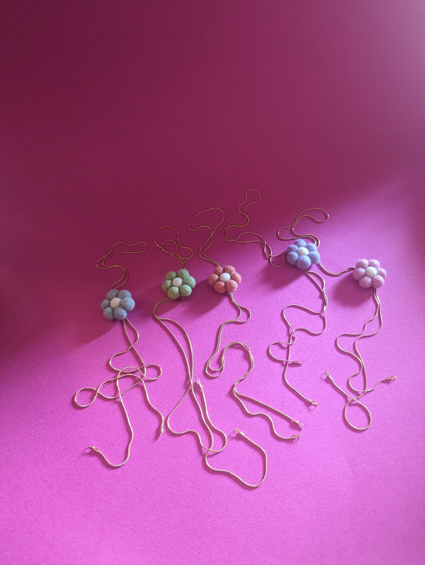Bolo Tie Necklace - Felted Mini Flower