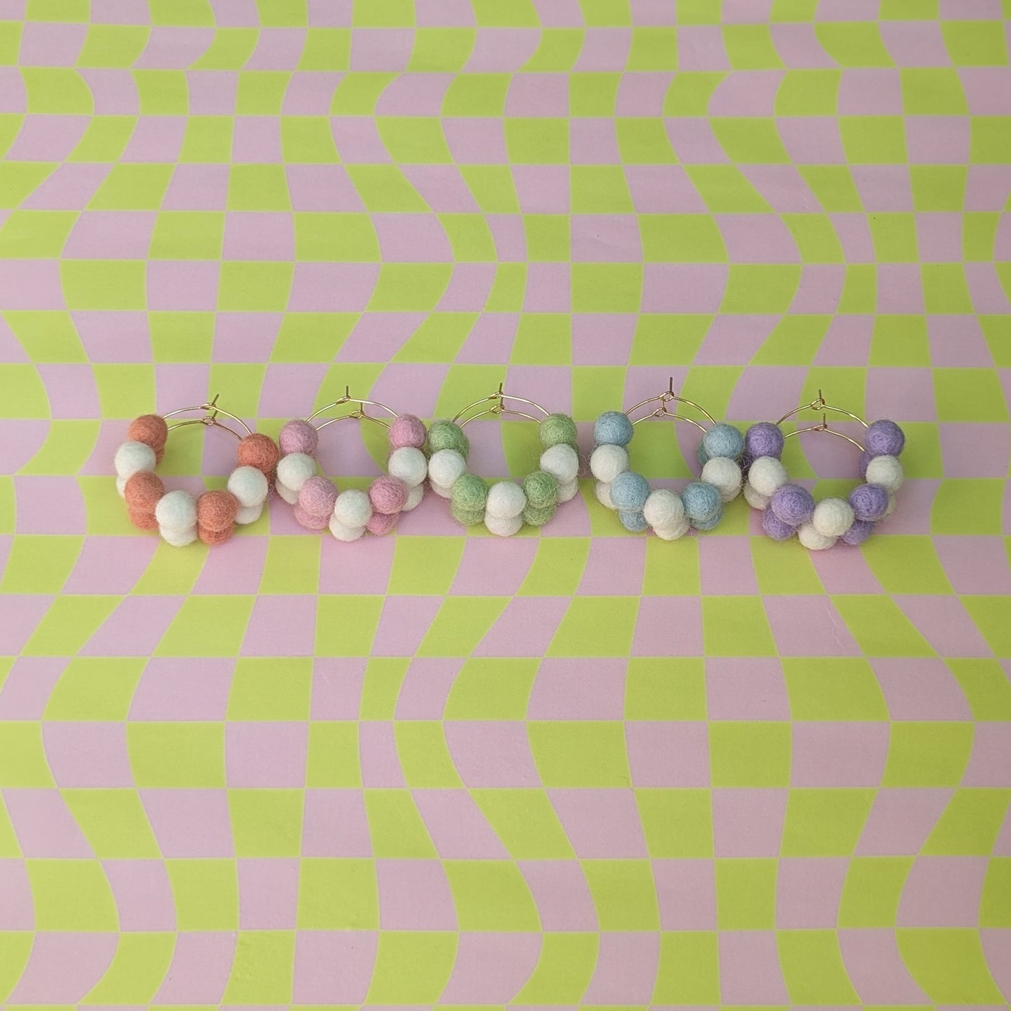 Mini Felted Hoop Earrings