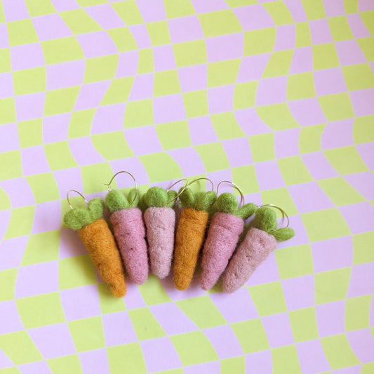 Spring pink Carrot Hoop Earrings