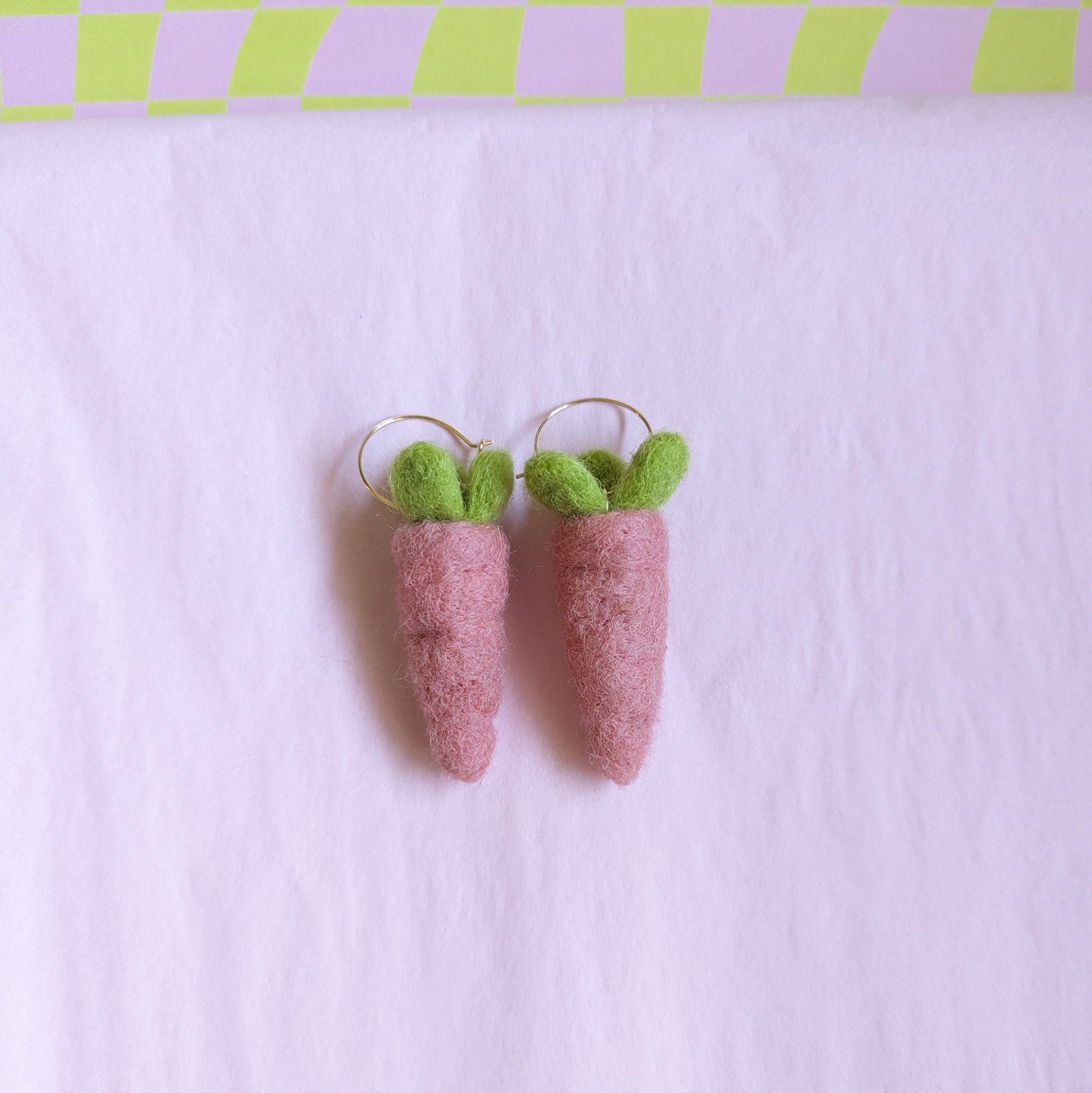 Spring pink Carrot Hoop Earrings