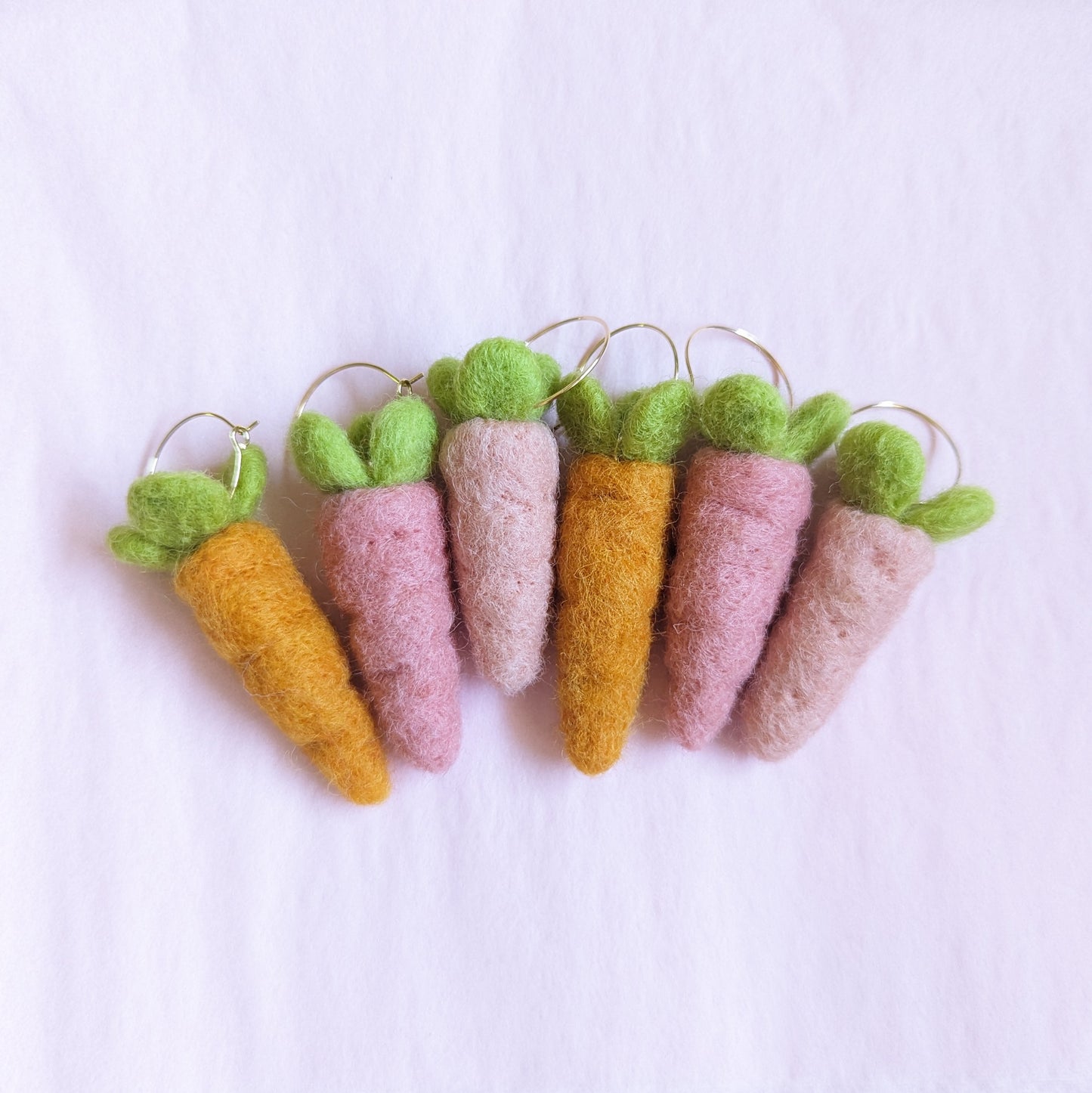 Spring pink Carrot Hoop Earrings