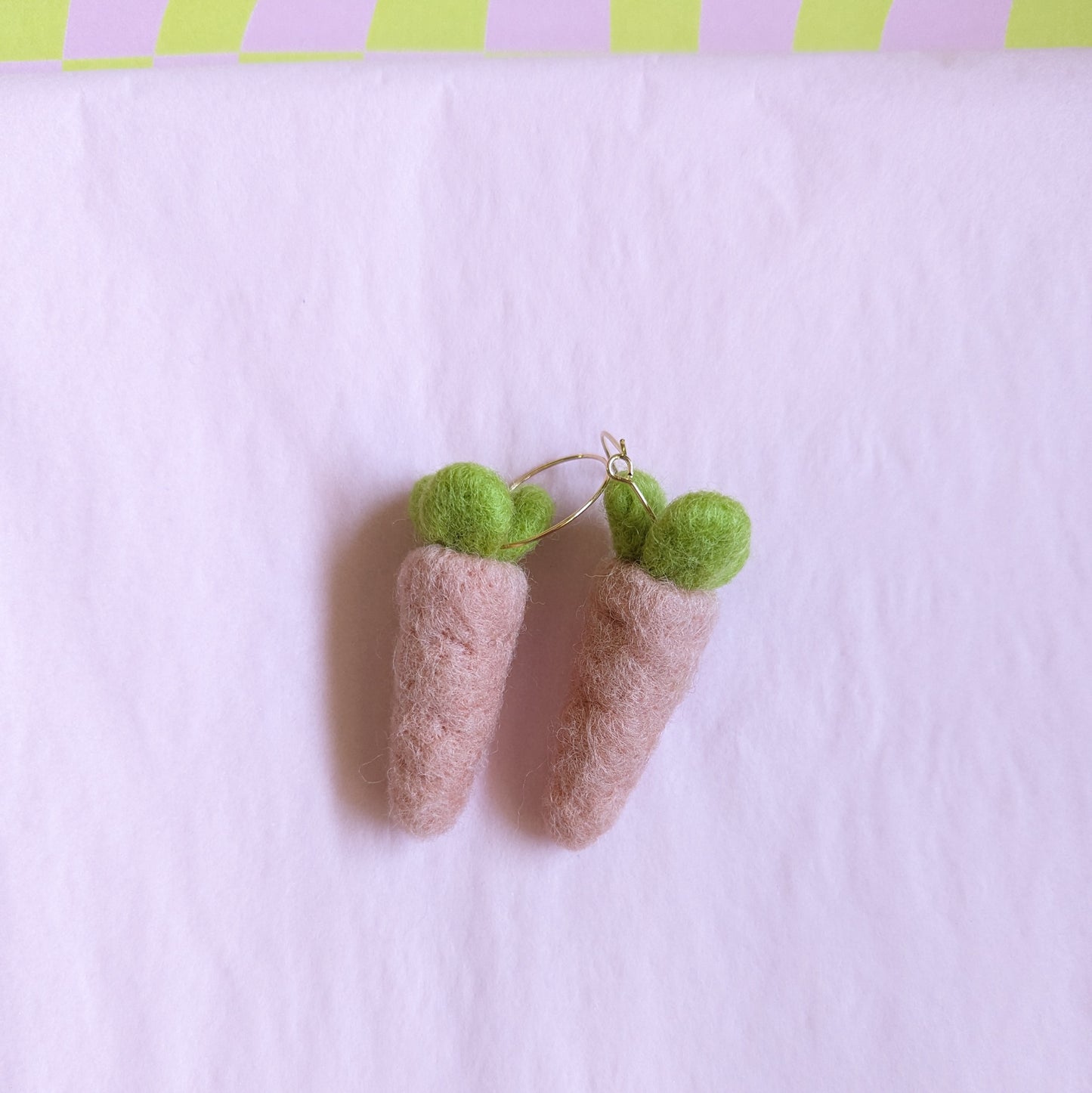 Spring pink Carrot Hoop Earrings