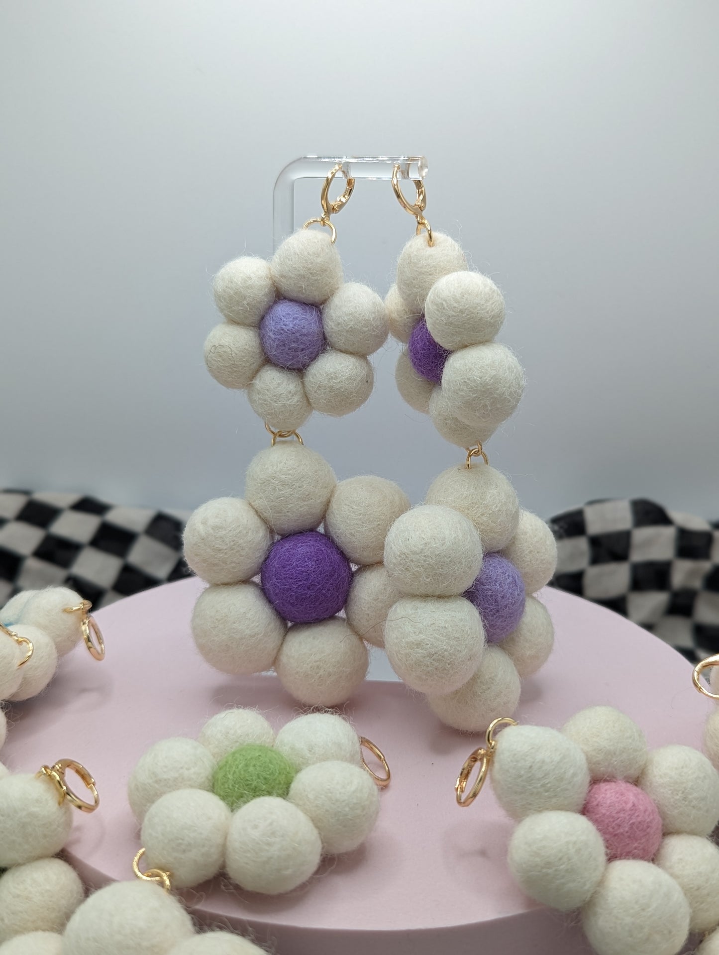 Double Felted Flower Earrings (sale! Originally $45)