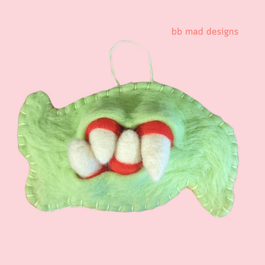 Green Wobbly Monster Mouth Wall Hanging