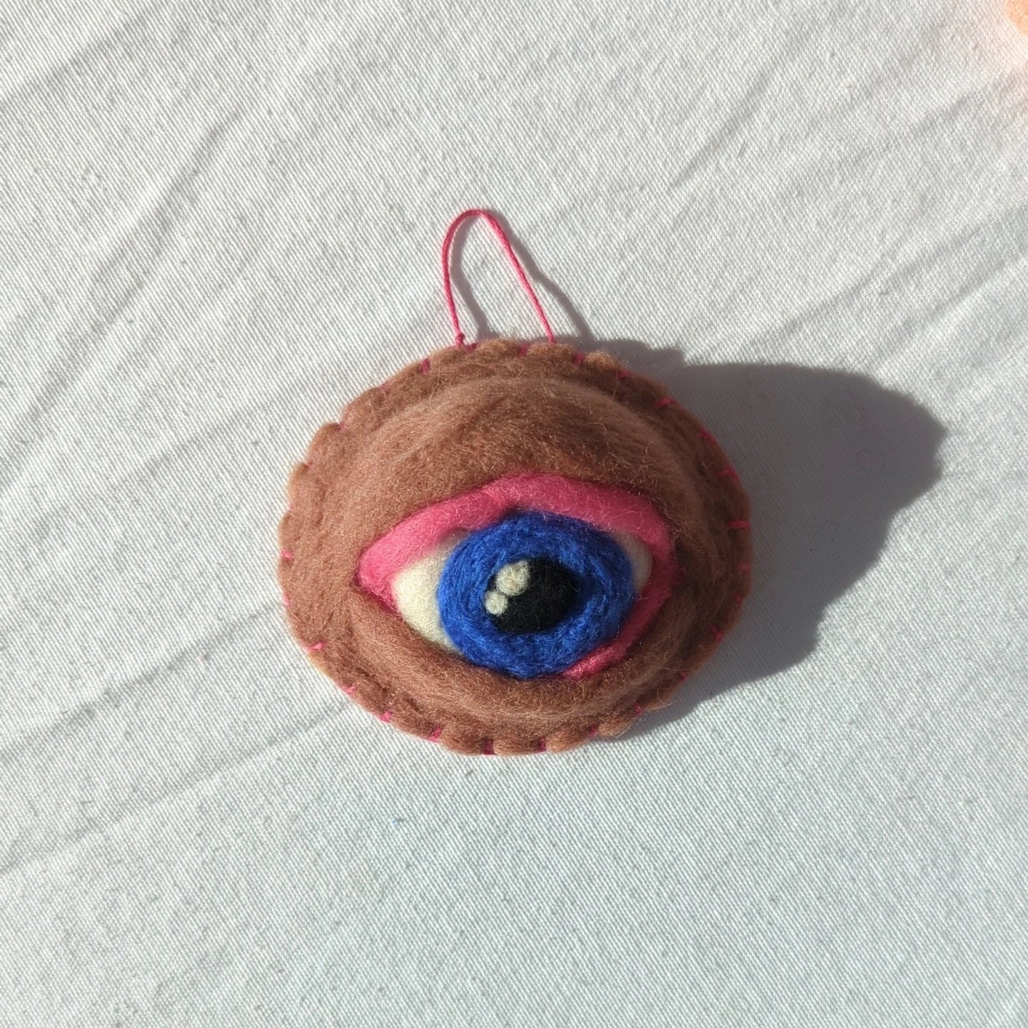 Beige and Cobalt Monster Eye Wall Hanging